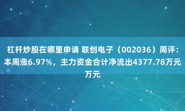 杠杆炒股在哪里申请 联创电子（002036）周评：本周涨6.97%，主力资金合计净流出4377.78万元